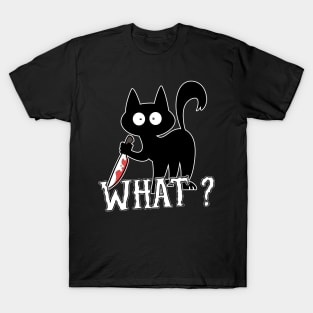 What? Cat Knife Halloween T-Shirt